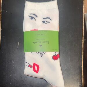 Kate Spade White Socks with Red and Black Accents